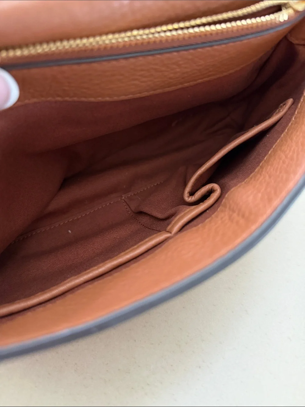 Tory Burch Brown Leather Shoulder Bag with Gold Chain